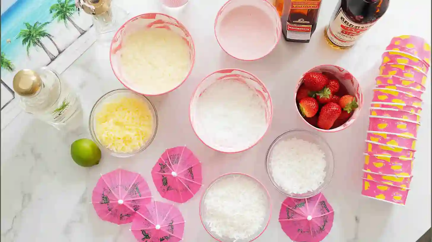 miami-vice-ice-cream-Recipe-ingredients Miami Vice Ice Cream Ingredients Displayed in Tropical Style.homemade ice cream for summer