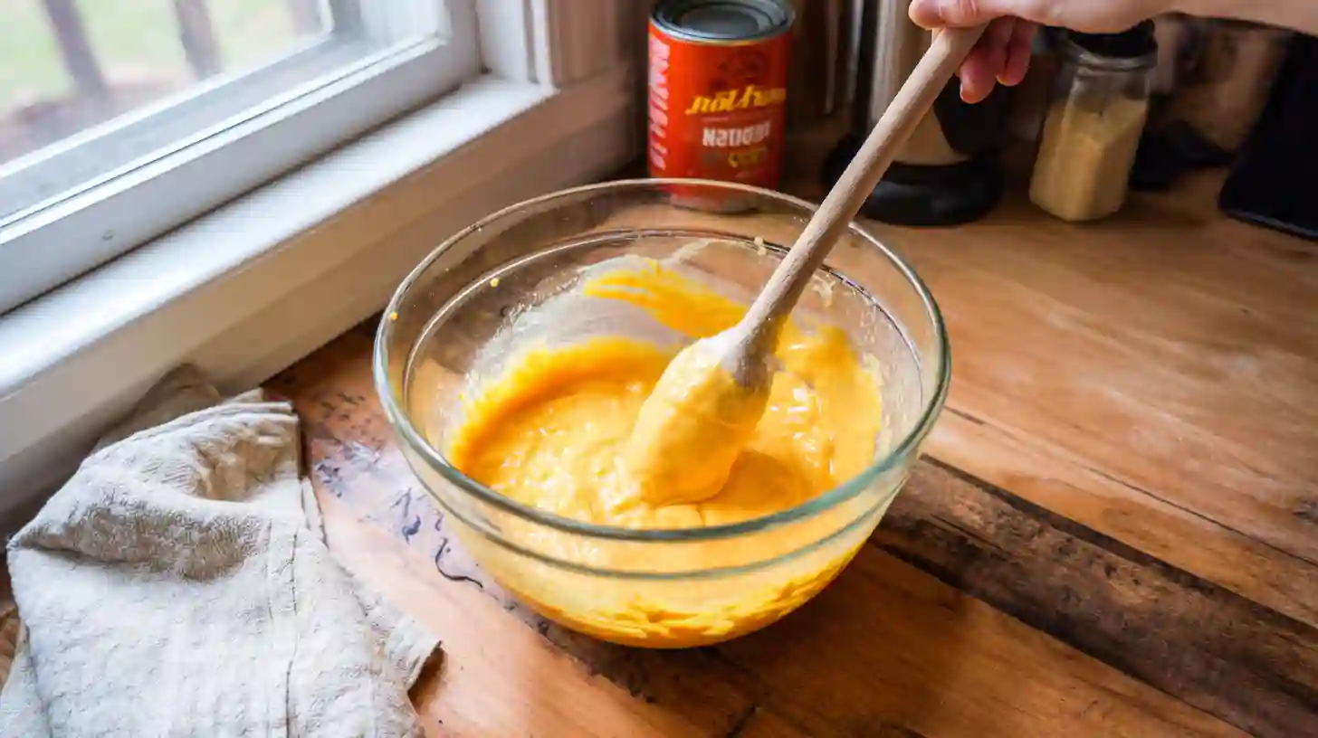 nacho-cheese-rotel-beef-wrap Mixing nacho cheese and Rotel for creamy Tex-Mex beef wrap filling