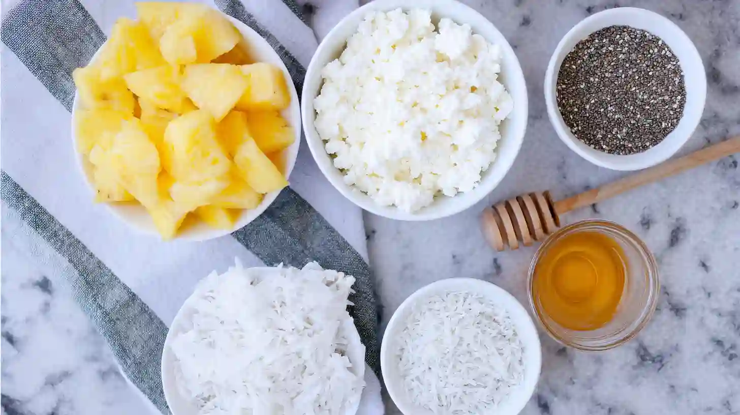 no-bake-Tropical-cottage-cheese-coconut-pudding-ingredients ingredients No-Bake Tropical Cottage Cheese Coconut Pudding.affordable healthy meals for families