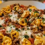 One-Pot Cheesy Enchilada Tortellini with Beef – best easy family dinner recipe