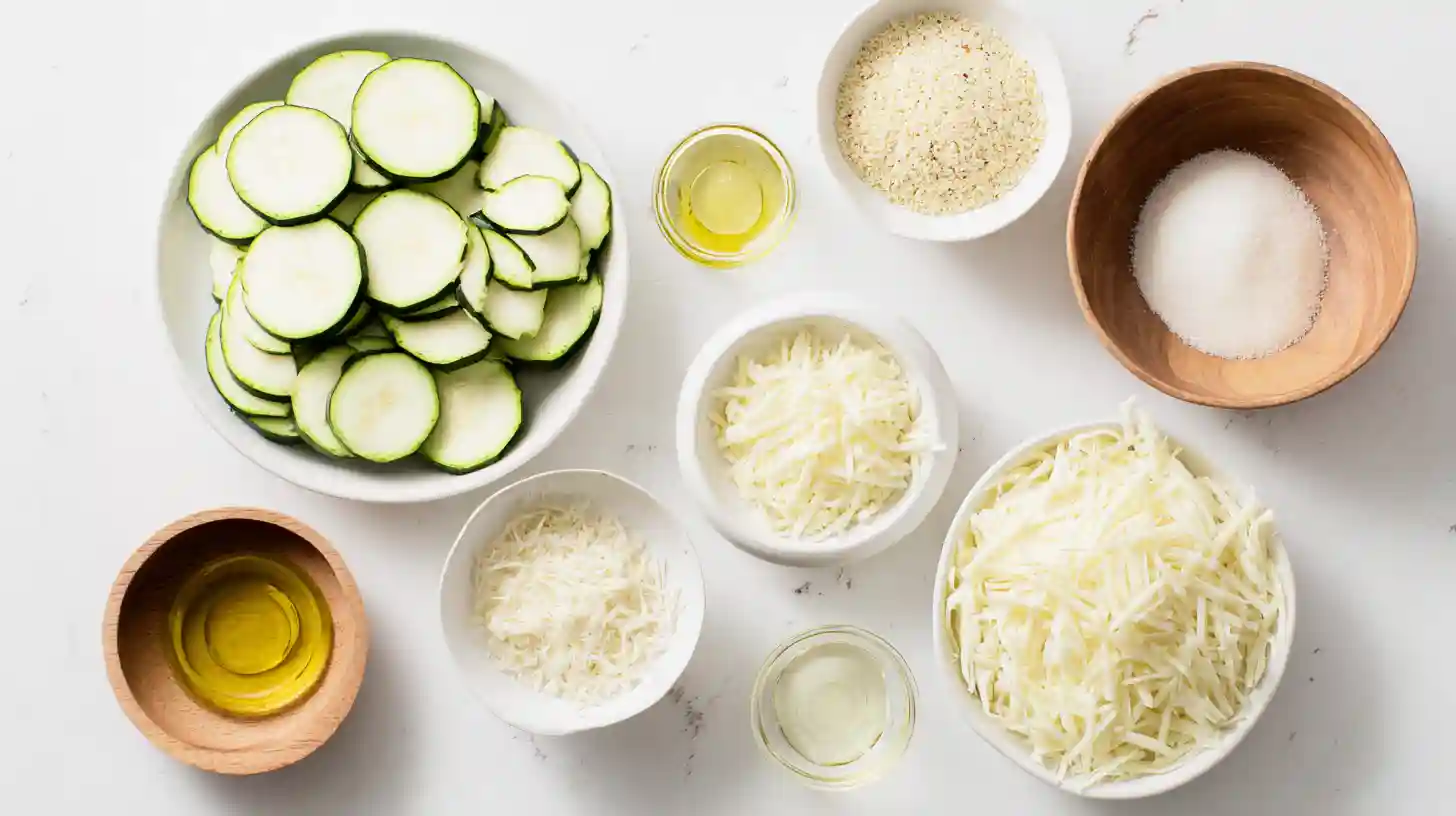 oven-baked-zucchini-and-cheese-ingredients ingredients for gluten free Oven Baked Zucchini and Cheese .easy healthy vegetable casserole