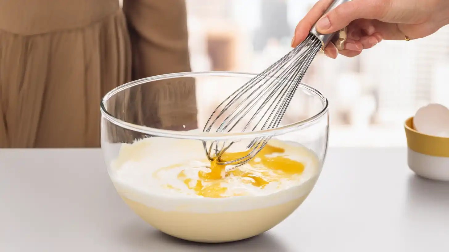 painkiller-ice-cream-recipe-step3-mix-base mixing tropical ingredients for luxury summer dessert painkiller ice cream recipe with rum and coconut cream