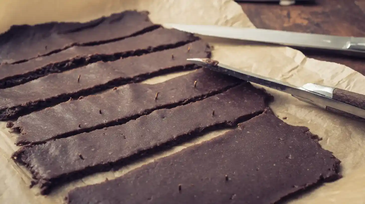 roll-shape-chocolate-graham-crackers Rolling and shaping chocolate graham cracker dough into rectangles