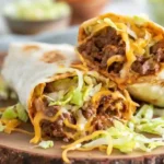 Nacho Cheese Beef Wraps served with salsa and lettuce