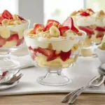 Strawberry Cheesecake Banana Pudding Recipe served in clear dessert cups
