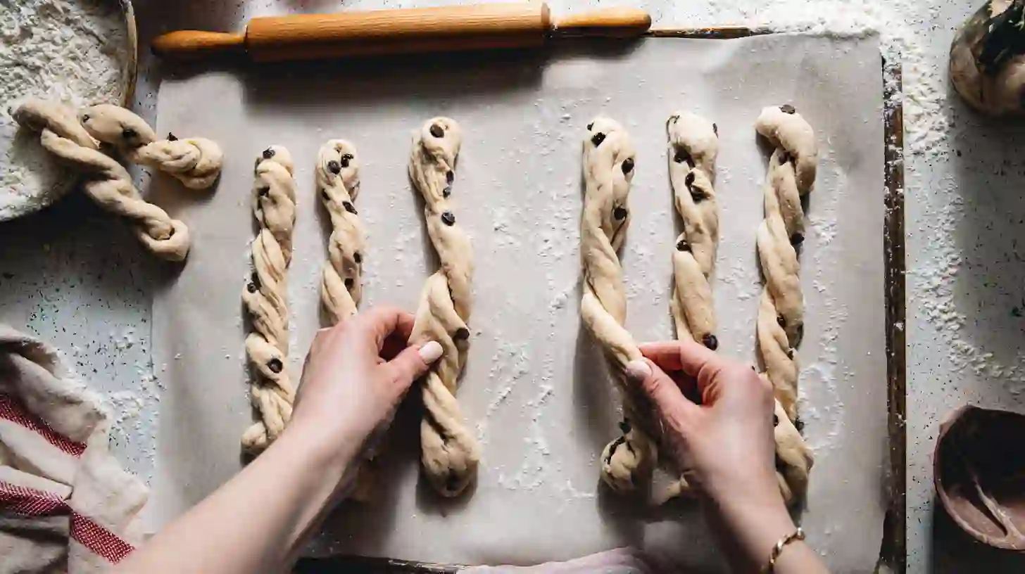 shape-cookie-dough-twists Shaping cookie dough into twists – a fun part of budget meals under $10 and perfect for meal plan for busy moms