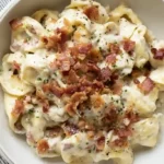 Simple Bacon Tortellini Alfredo Recipe and parmesan