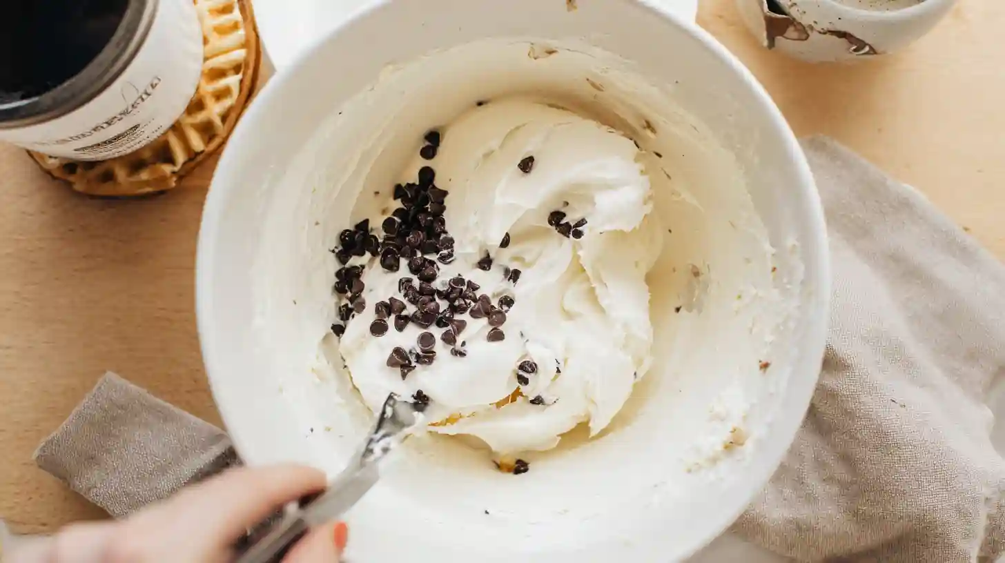 step-1-croffles-cream-cheese-filling-dessert-recipe creamy filling for crispy cheesecake cookie croffles recipe with chocolate chips – easy dessert recipes for families