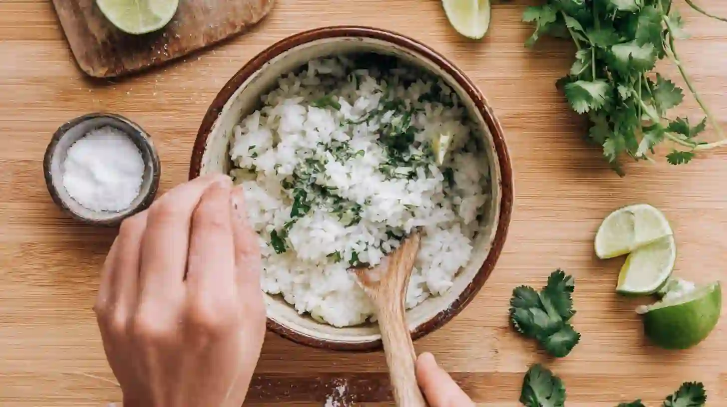 step-3-brighten-rice-honey-lime-chicken-avocado-stack Honey Lime Chicken and Avocado Rice Stack rice prep – easy avocado chicken meal prep with healthy lime cilantro rice