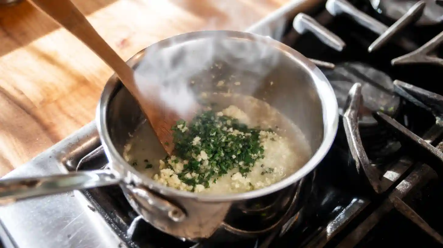 step-4-make-garlic-parmesan-glaze-chicken-meatloaf Garlic parmesan butter glaze for chicken meatloaf – easy baked chicken dinner ideas