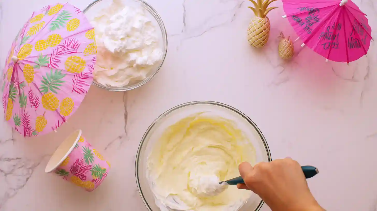 step1-miami-vice-ice-cream-pina-colada-base Mixing Piña Colada ice cream base for Miami Vice Ice Cream recipe – a premium tropical dessert idea