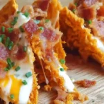 Serve bacon cream cheese stuffed Doritos with chive garnish – Easy Appetizer for Game Day and Budget Parties