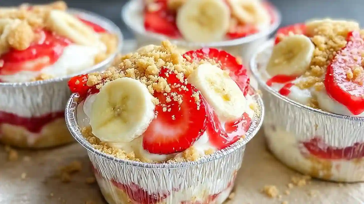 Strawberry Cheesecake Banana Pudding Recipe and creamy – easy layered dessert recipes with bananas, strawberries, and creamy pudding for families and parties.