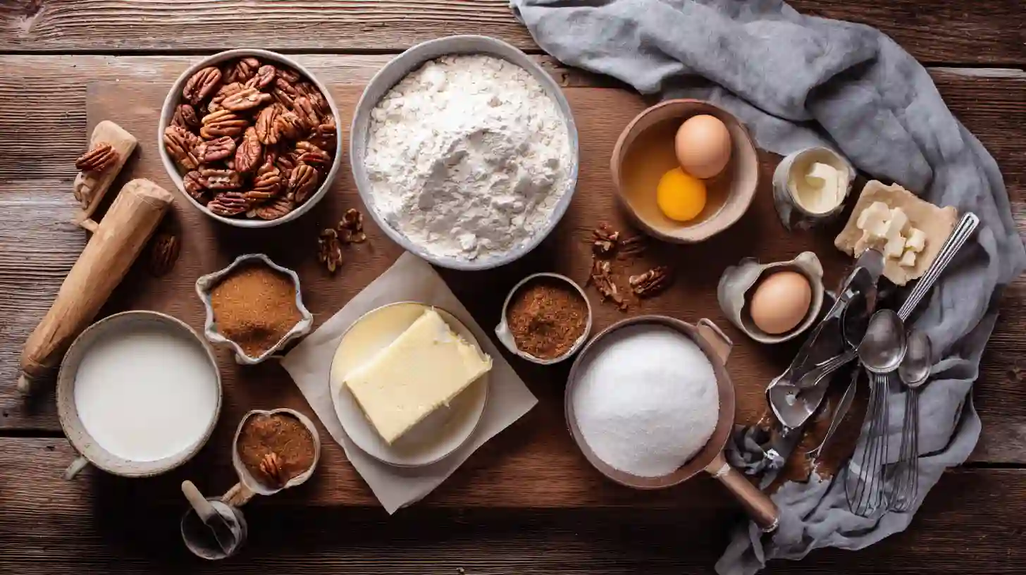 sweet-alabama-pecanbread-delight-ingredients Ingredients for Sweet Alabama Pecanbread Delight on counter