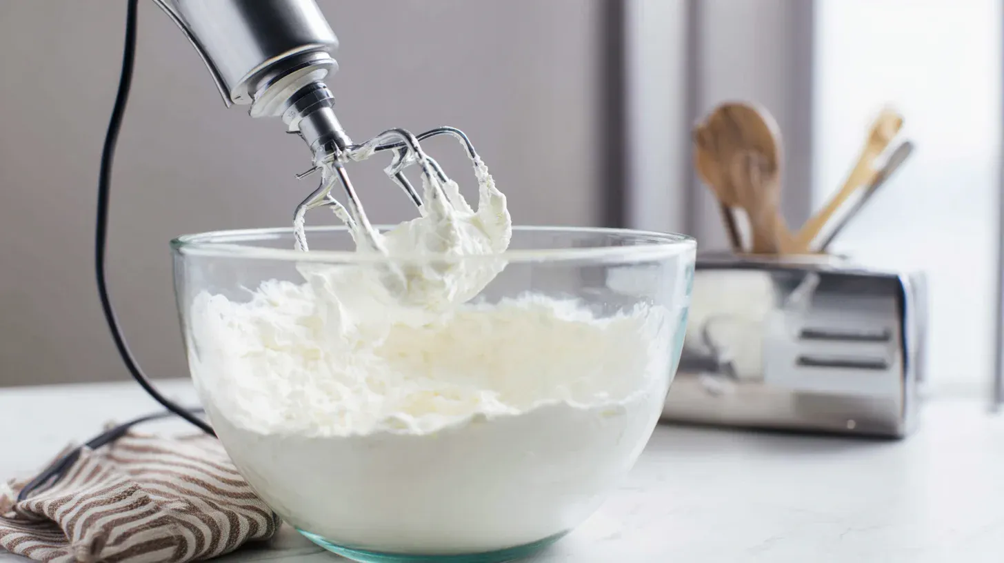 whip-cream-cheese-filling-pineapple-cheesecake Beating cream cheese, powdered sugar, and vanilla for cheesecake base