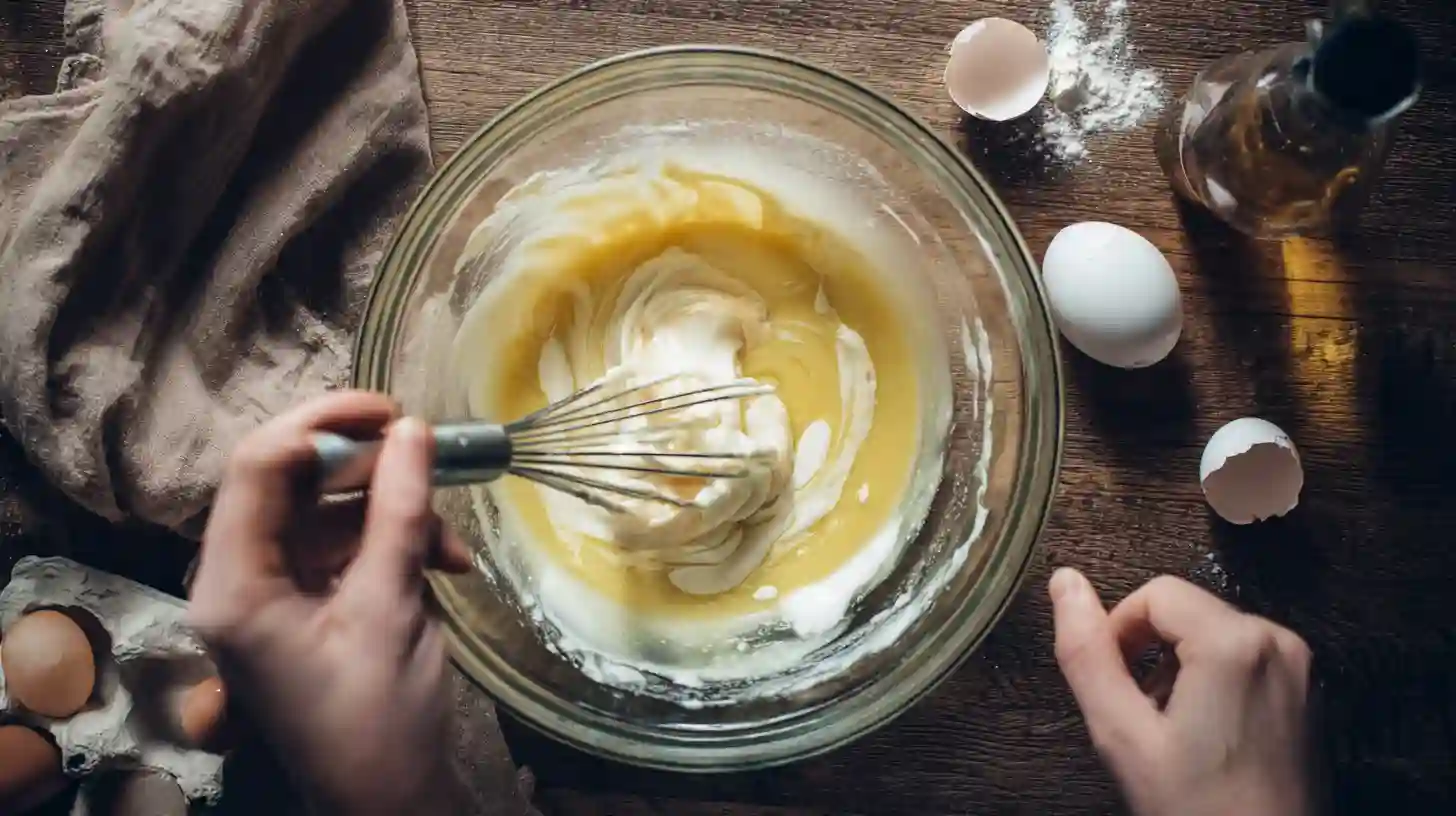 whisk-wet-ingredients-sweet-alabama-pecanbread Whisking buttermilk, eggs, butter, and vanilla for pecanbread