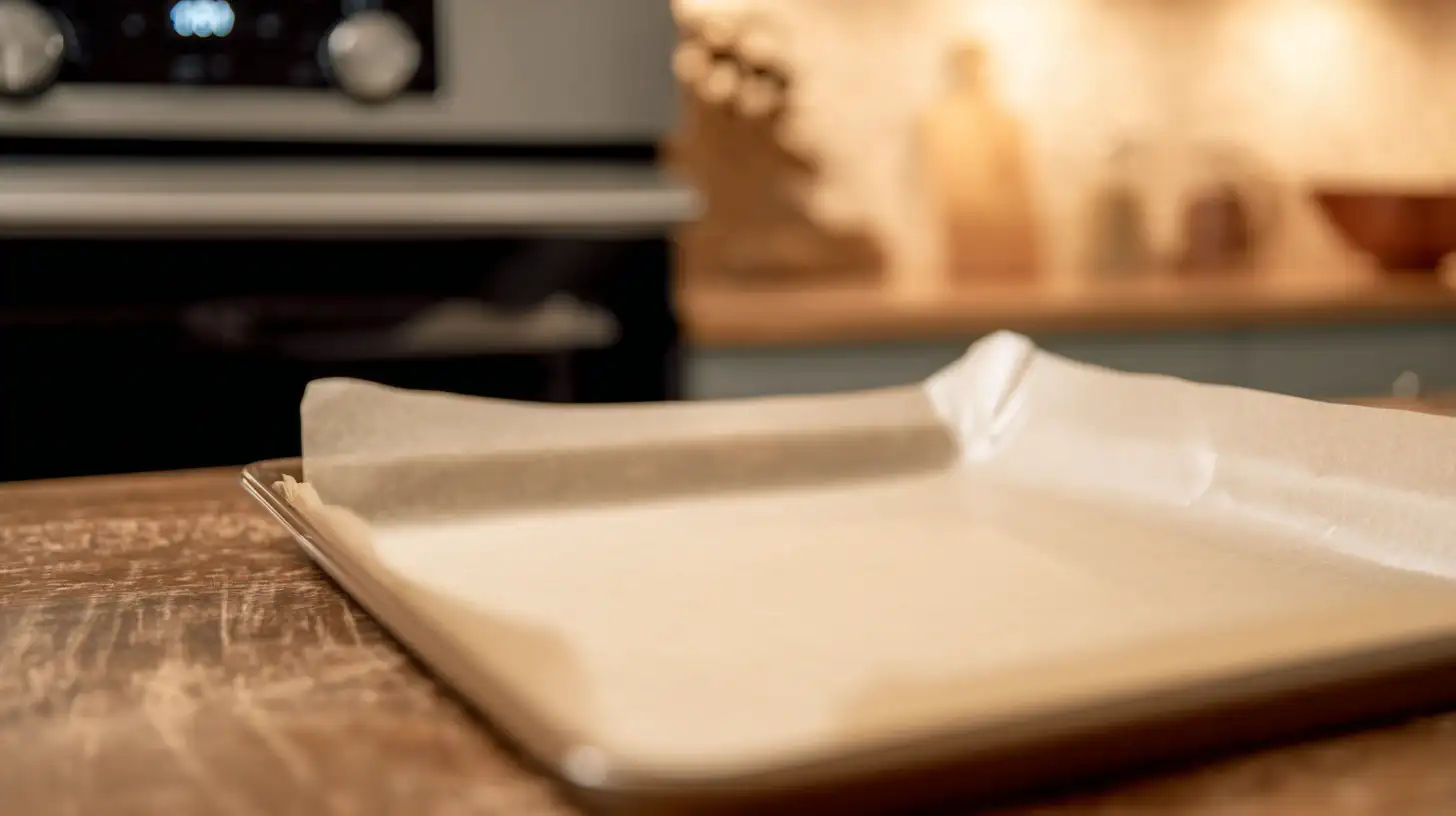 bacon-cheeseburger-loaded-mozzarella-stick-bombs-step1 Preheating oven and preparing baking tray with parchment for Bacon Cheeseburger Loaded Mozzarella Stick Bombs easy family recipe