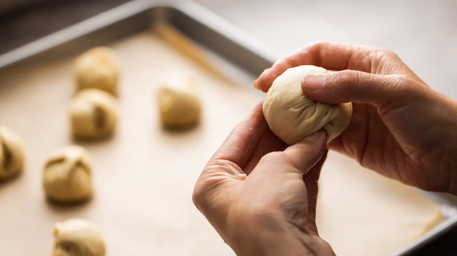 bacon-cheeseburger-loaded-mozzarella-stick-bombs-step4 Wrapping and sealing dough balls for Bacon Cheeseburger Loaded Mozzarella Stick Bombs family-friendly appetizer recipe