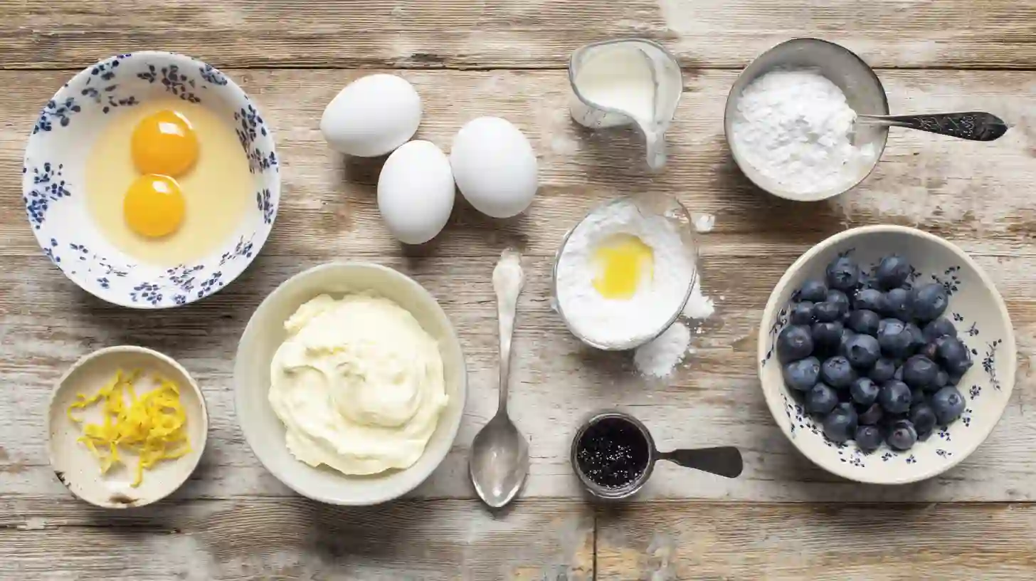 blueberry-fluffy-cottage-cheese-cloud-bread-ingredients-Image Ingredients for blueberry fluffy cottage cheese cloud bread