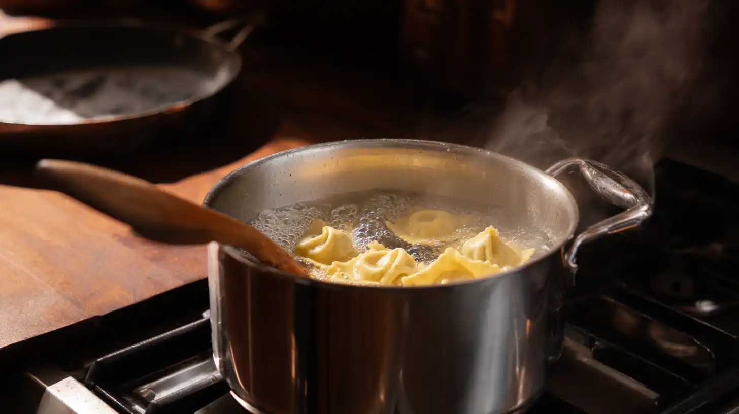 boil-ravioli-one-skillet-garlic-butter-steak-recipe Boiling cheese ravioli for One-Skillet Garlic Butter Steak and Cheese Ravioli – easy family meals with steak