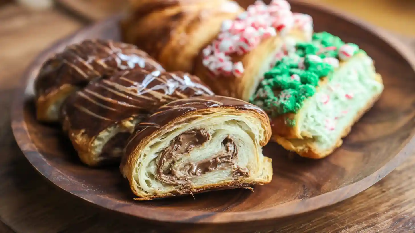 boston-cream-croissant-loaf-flavor-twists Flavor twists of Dunkin Donuts Boston Cream Croissant Loaf recipe, including Nutella, strawberry cream, and peppermint croissant dessert loaf ideas