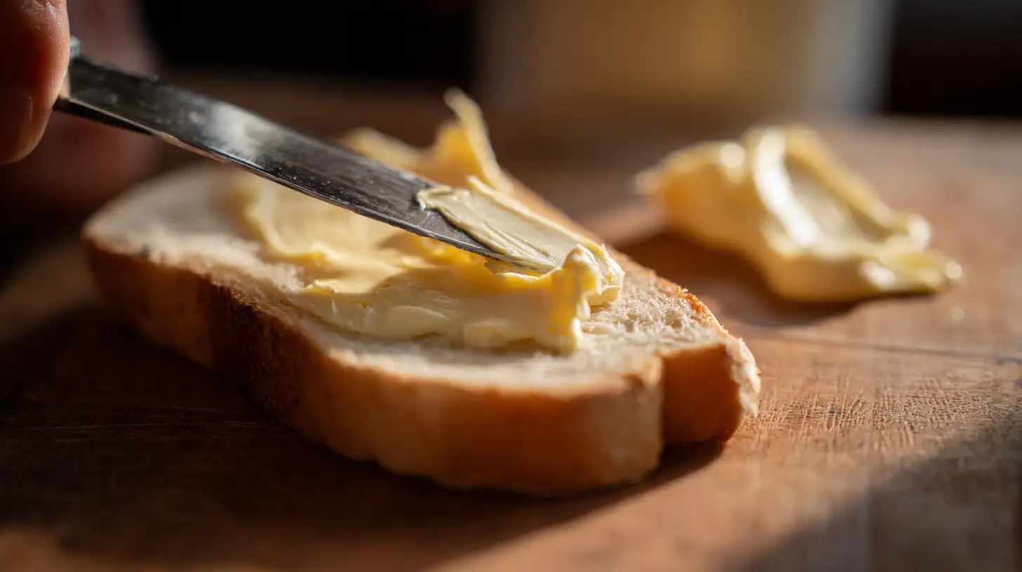 buttering-bread-bacon-wrapped-grilled-cheese Spreading butter on bread for Bacon-Wrapped Grilled Cheese Fingers recipe, perfect for family-friendly sandwich recipes and cast iron skillet recipes for beginners