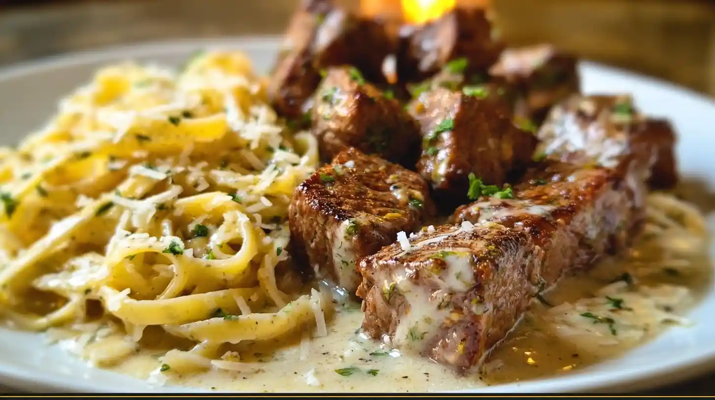 Cheesy Garlic Steak Bites and Creamy Linguine Bold & Comforting