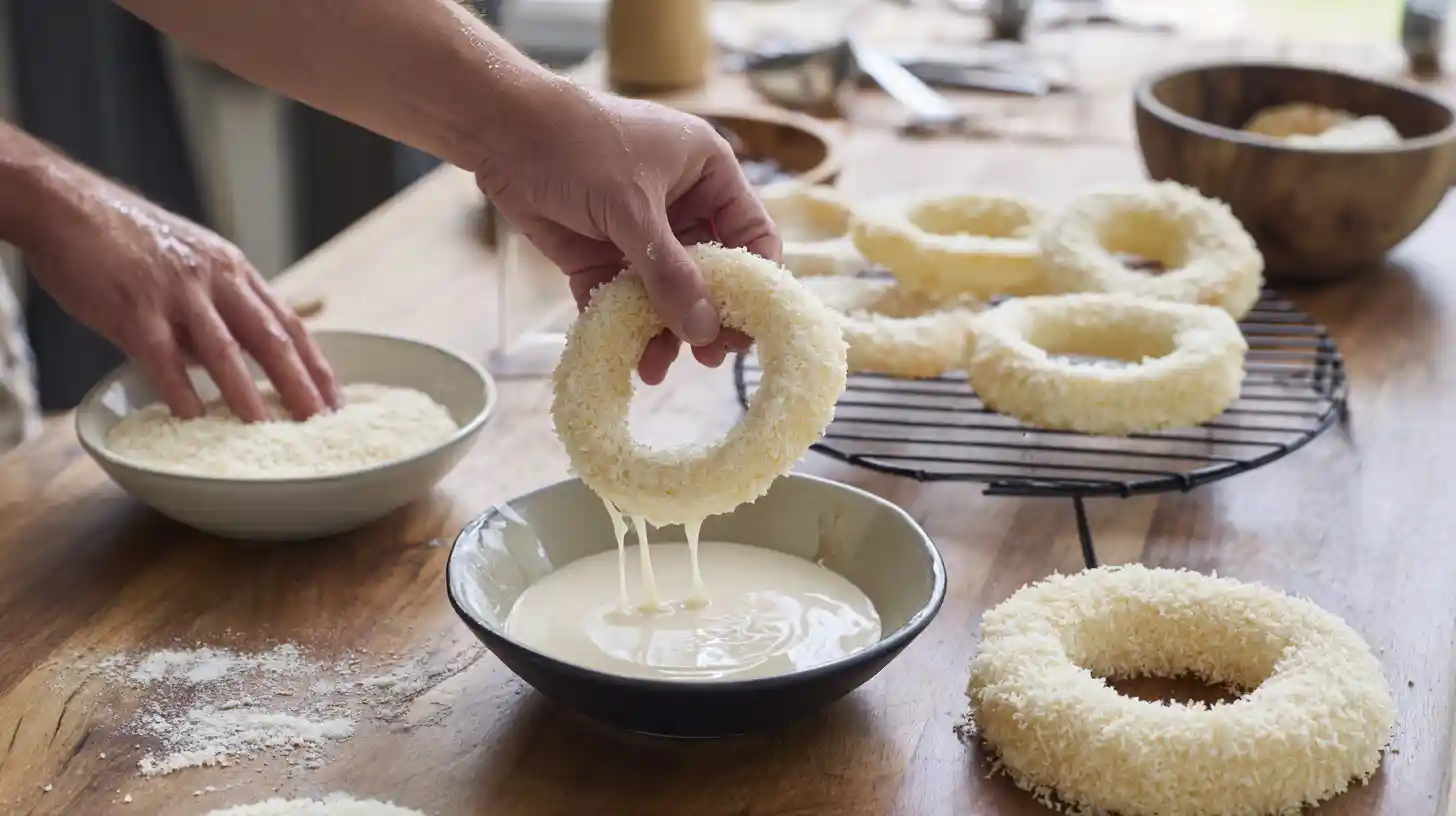 cheesy-mozzarella-onion-rings-panko-coating Cheesy Mozzarella Onion Rings Panko coating – crispy fried snacks recipe step
