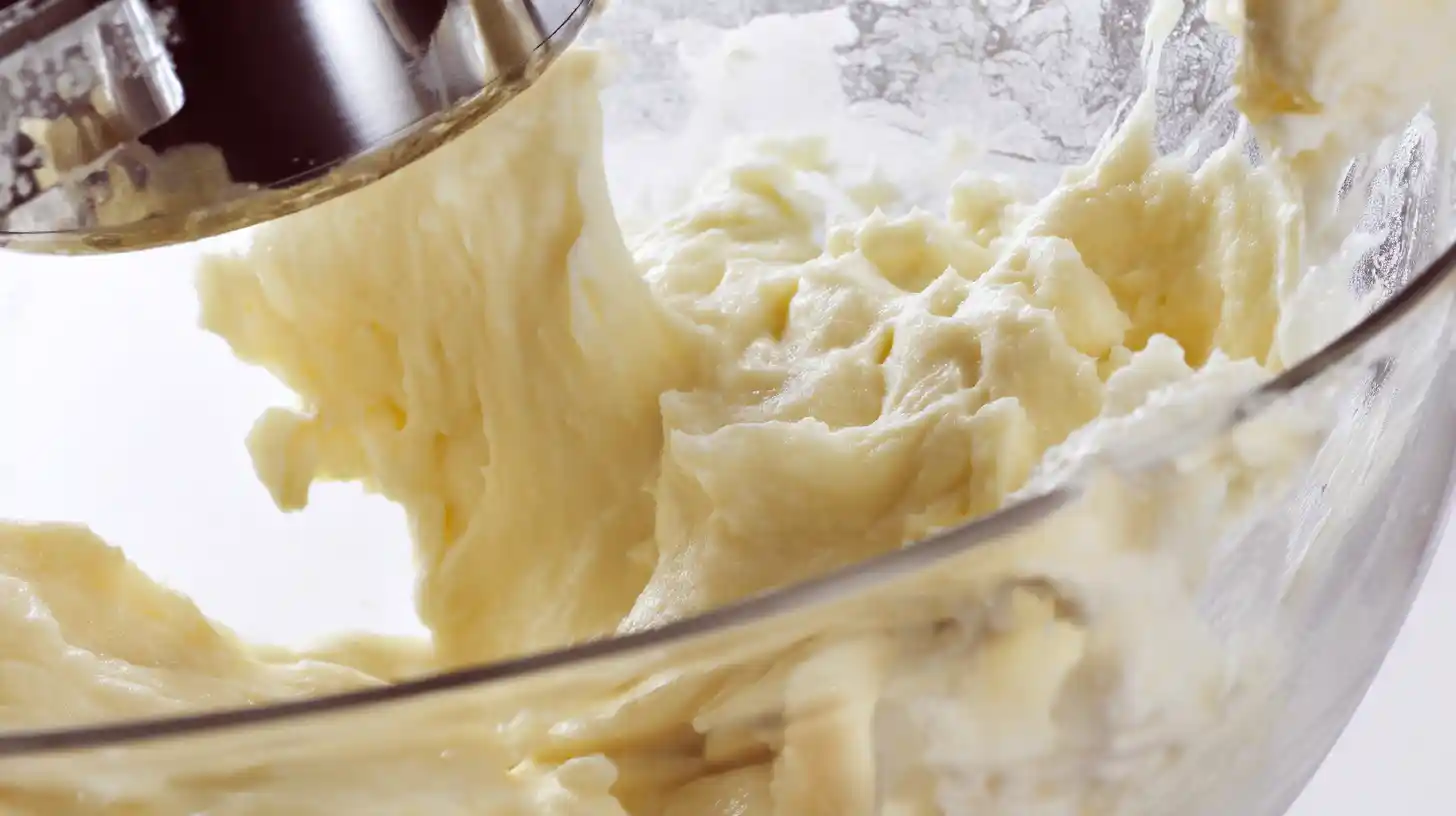 coconut-pecan-buttermilk-cake-step2-cream-butter-sugar-add-eggs Step 2 of Coconut Pecan Buttermilk Cake recipe – creaming butter and sugar until fluffy and adding eggs for moist coconut pecan cake recipes