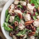 Cranberry Pecan Chicken Salad with Poppy Seed Dressing – healthy salad recipe with chicken, cranberries, and pecans