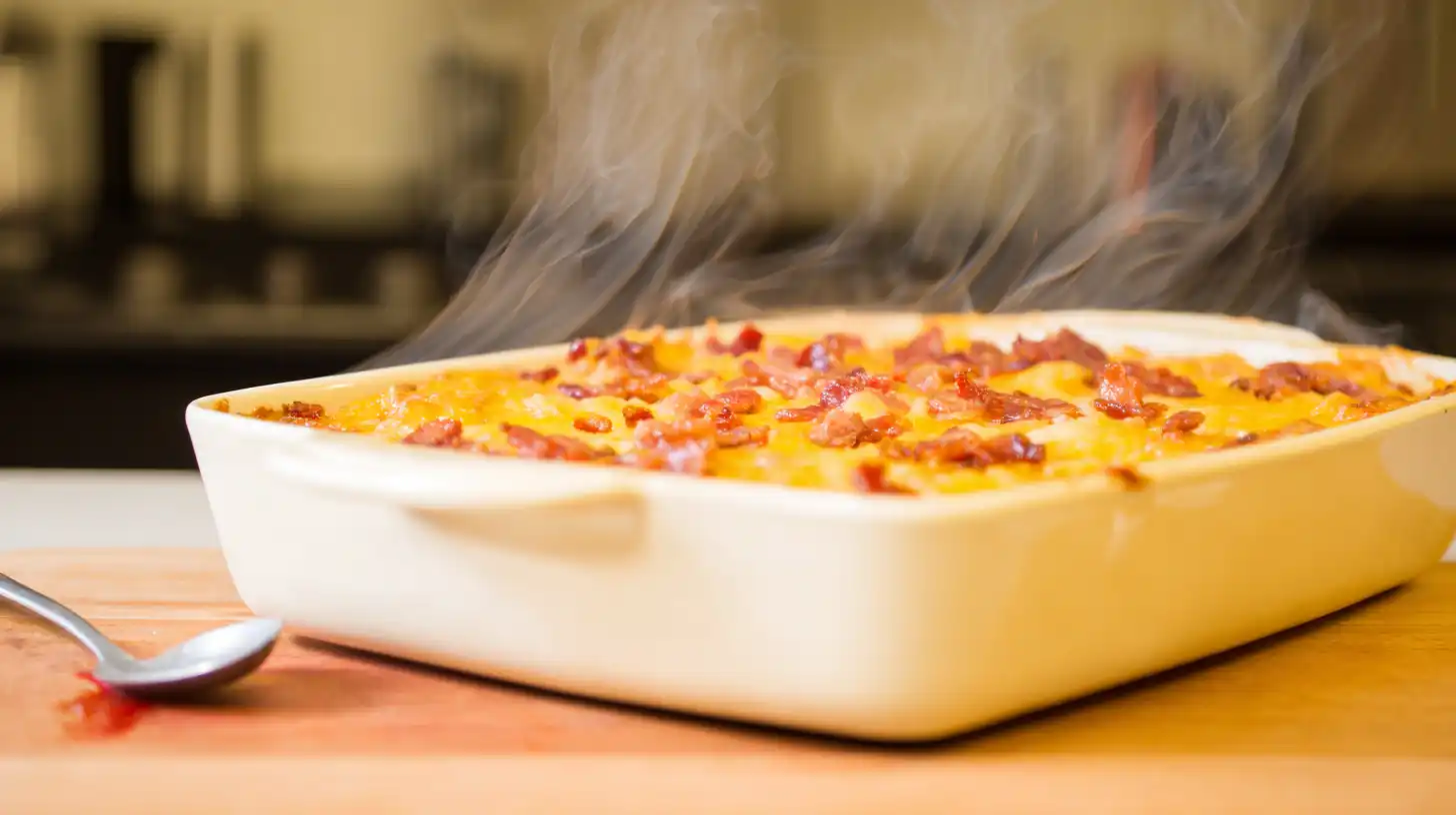 crazy-good-casserole-step6-rest Crazy Good Casserole recipe step 6 – letting baked casserole rest before serving