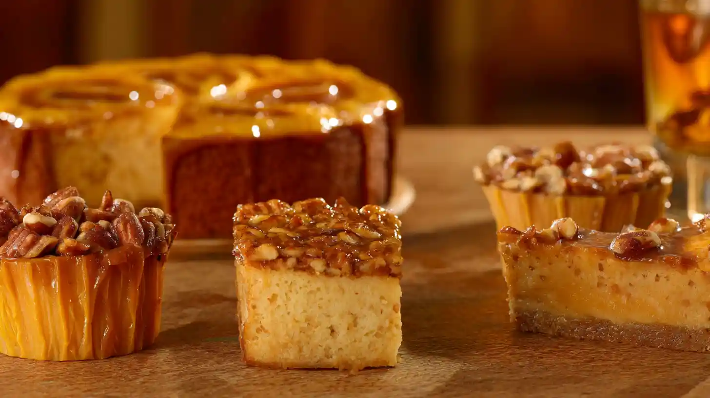 creative-variations-creme-brulee-pecan-cake Creative variations of Crème Brûlée Caramel Pecan Cake – mini brûlée cupcakes, bourbon caramel pecan cake, hazelnut dessert recipes