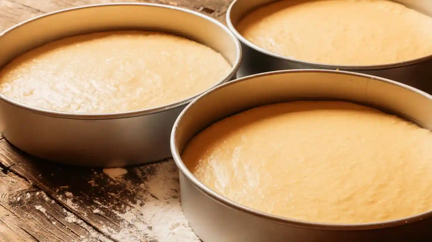 creme-brulee-caramel-pecan-cake-batter-pans Crème Brûlée Caramel Pecan Cake batter in pans – premium baking ingredients for holiday desserts