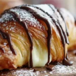 Dunkin Donuts Boston Cream Croissant Loaf with custard filling and chocolate glaze dessert, one of the best croissant dessert recipes