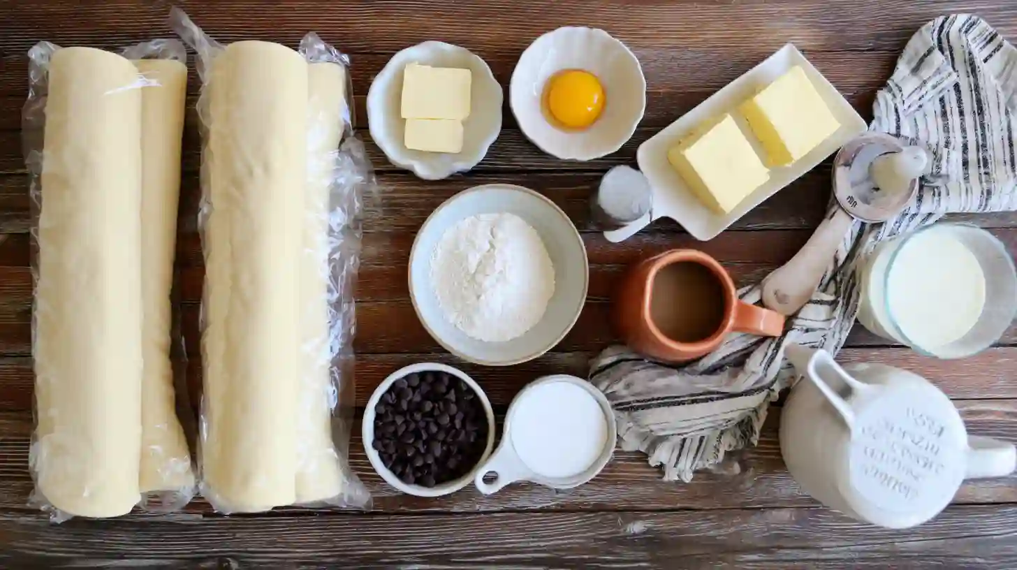 dunkin-donuts-boston-cream-croissant-loaf-ingredients-Image Ingredients for Dunkin Donuts Boston Cream Croissant Loaf recipe with chocolate glaze desserts and creamy Boston cream filling