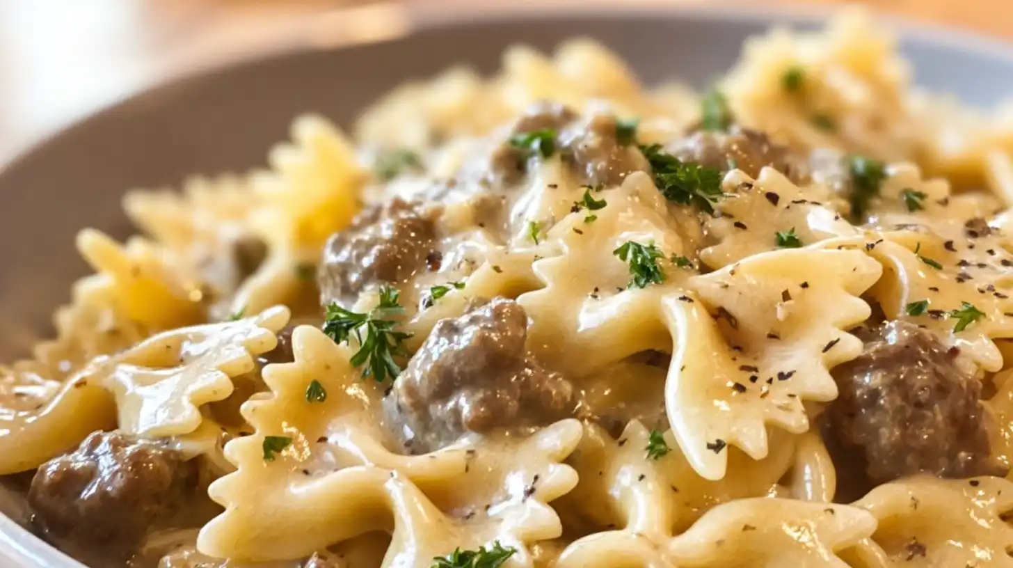 Easy Creamy Beef and Bowtie Pasta Comfort in Every Bite