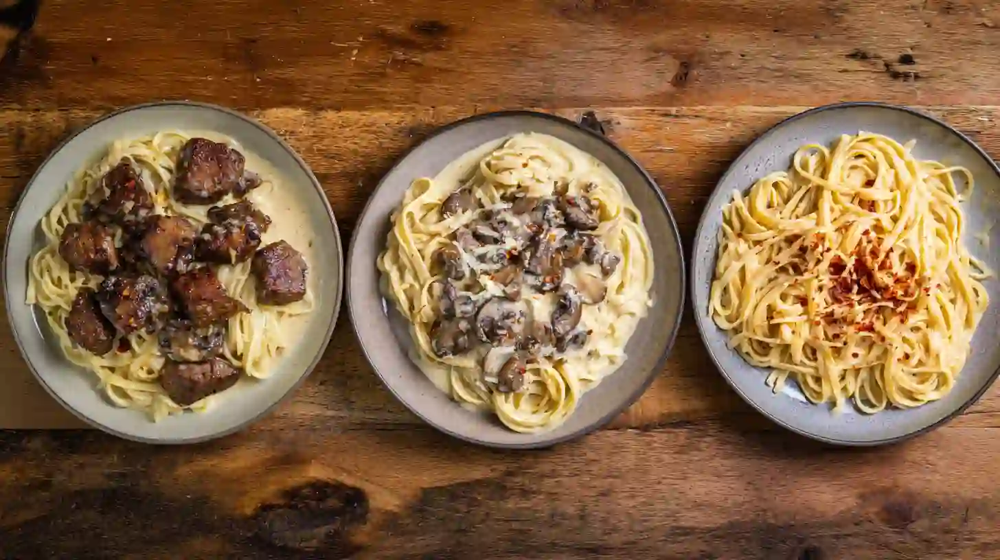 flavor-twists-steak-bites-creamy-linguine Flavor twists for cheesy garlic steak bites and creamy linguine, creamy pasta recipes and Cajun steak pasta variations
