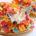 Fruity Pebbles Cheesecake Tacos no bake cheesecake dessert recipe serving