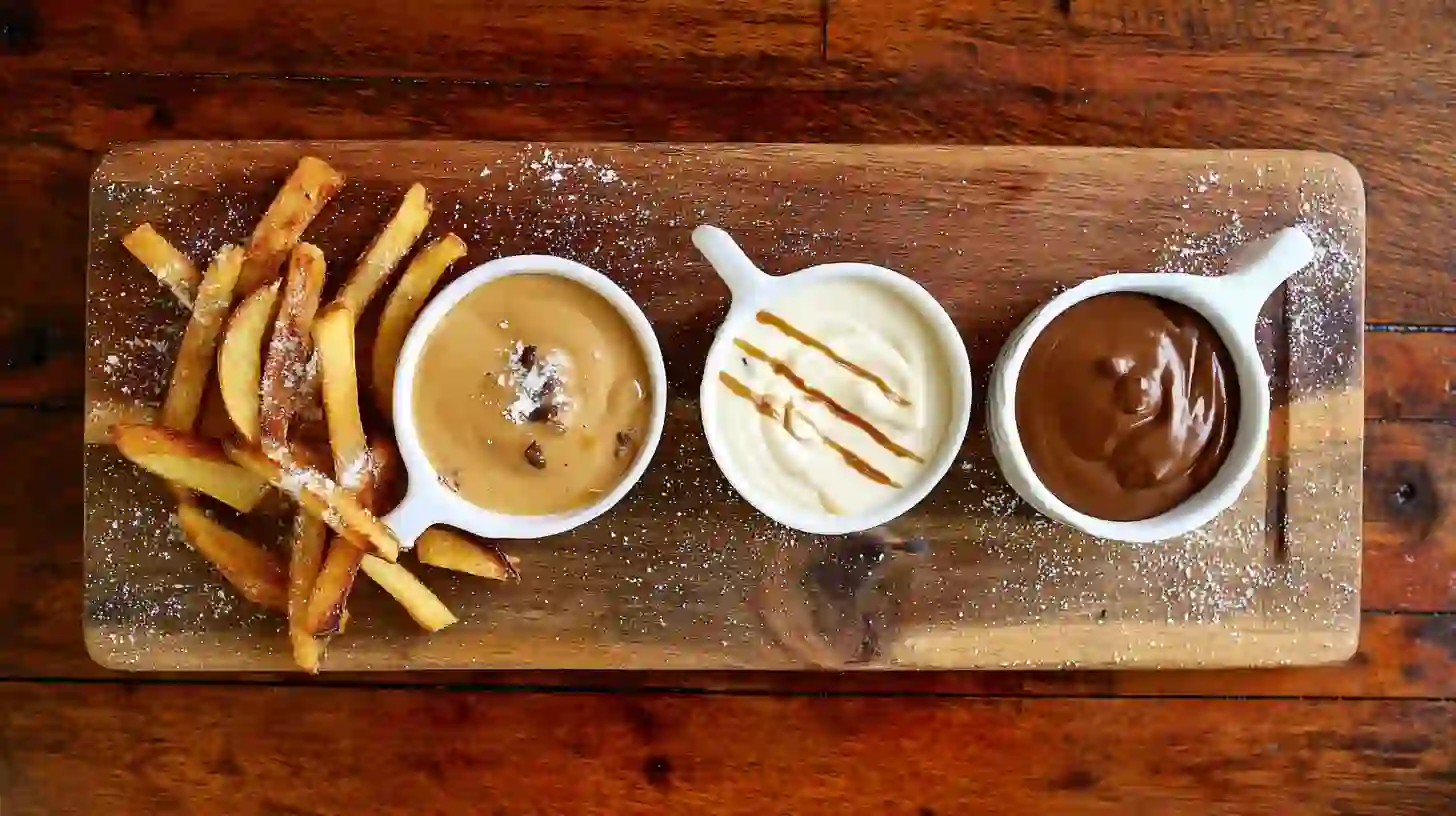 fun-variations-air-fryer-apple-fries-dips Fun variations Crispy Air Fryer Apple Fries recipe – caramel cream dip, cream cheese vanilla glaze, and peanut butter chocolate sauce for healthy air fryer snack ideas