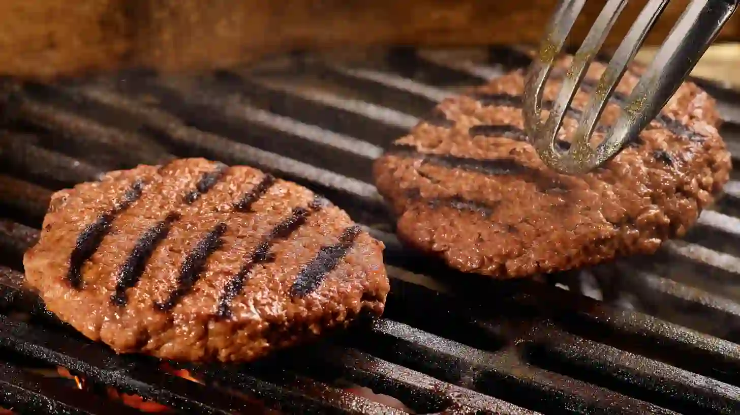 grill-burger-patties-bacon-strawberry-shortcake-burger Grilling burger patties for Bacon Strawberry Shortcake Burger – perfect for grilled burger recipes and summer dinner ideas for families