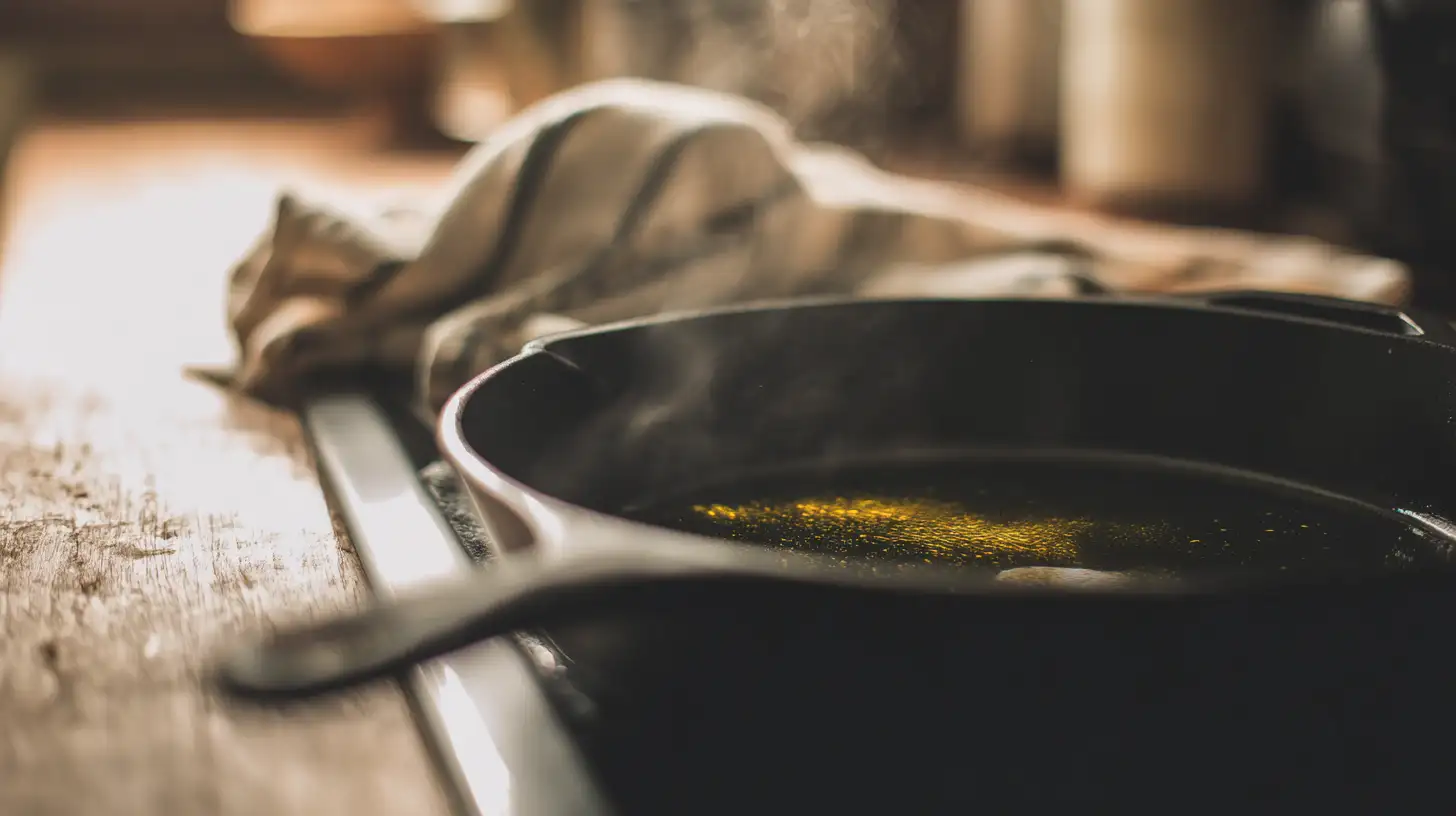 heat-skillet-oil-country-fried-pork-chops-step3. heating oil in cast iron skillet for country fried pork chops – quick skillet meals for families