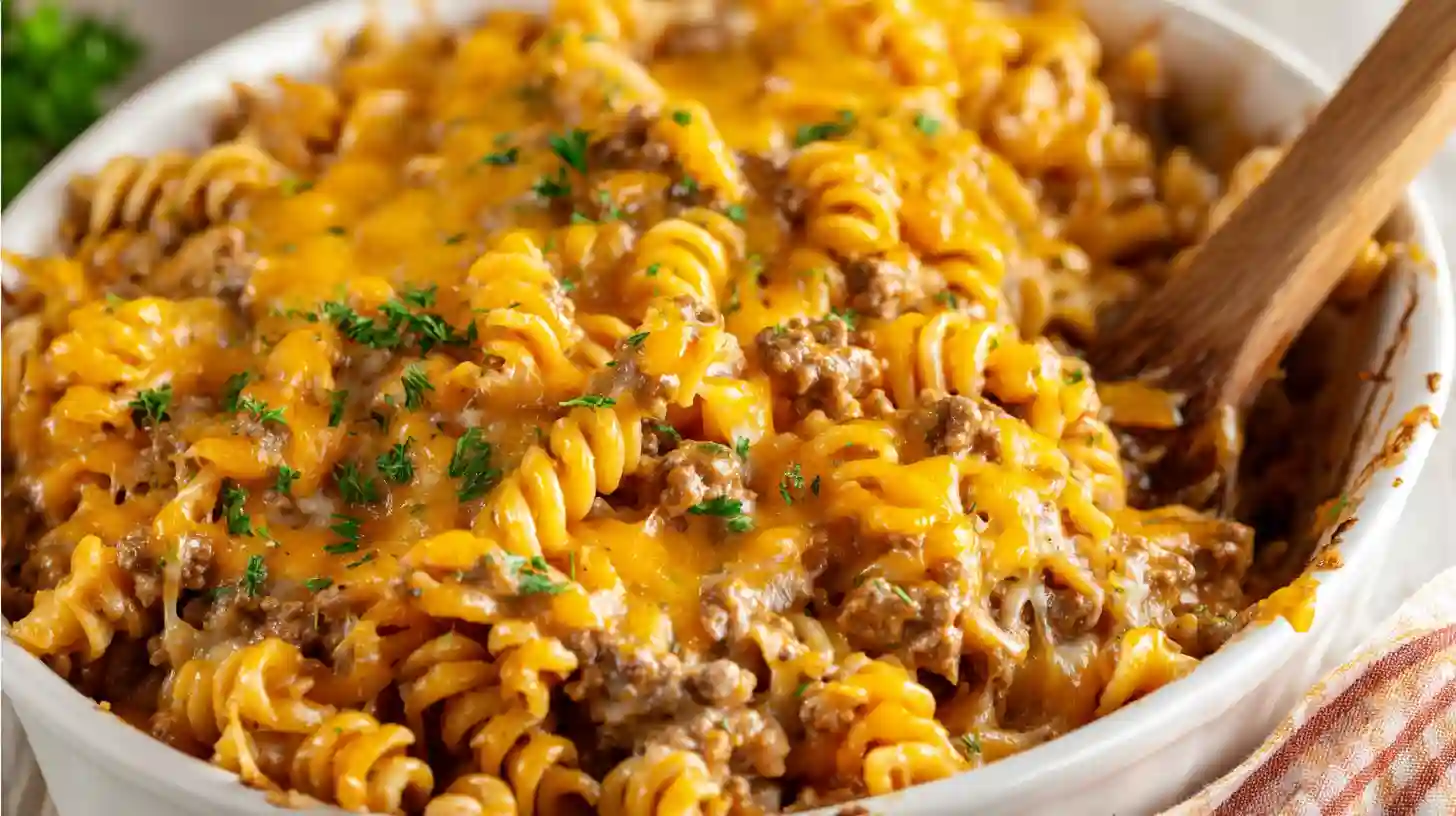 Homestyle Beef and Cheddar Egg Noodle Bake – Easy Family Favorite