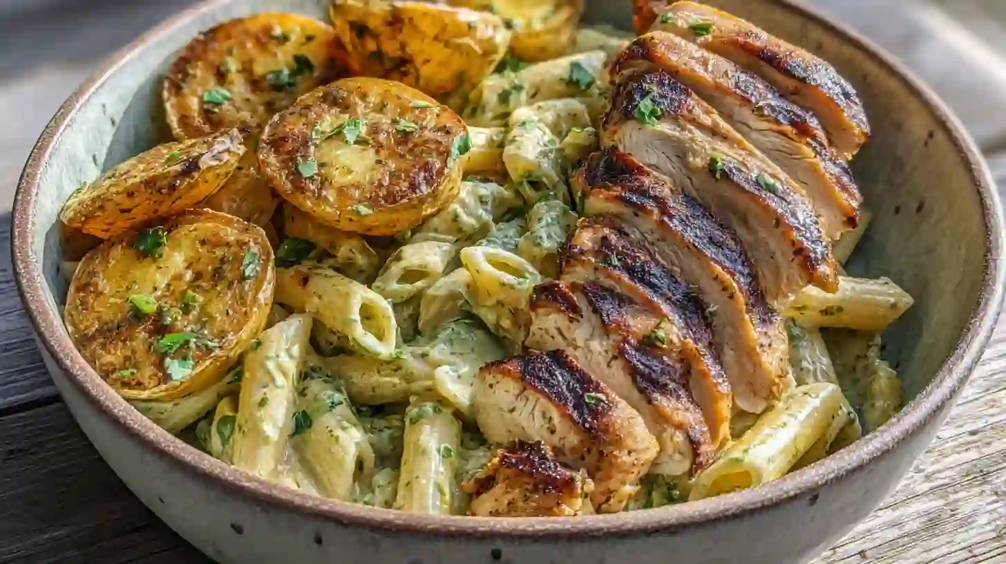 Loaded Herb Grilled Chicken with Creamy Pesto Pasta Recipe