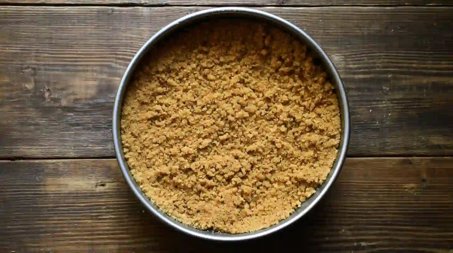 no-bake-banana-split-cheesecake-step1-crust Step 1 building crust for no-bake banana split cheesecake, easy no-bake cheesecake dessert perfect for summer cookout desserts