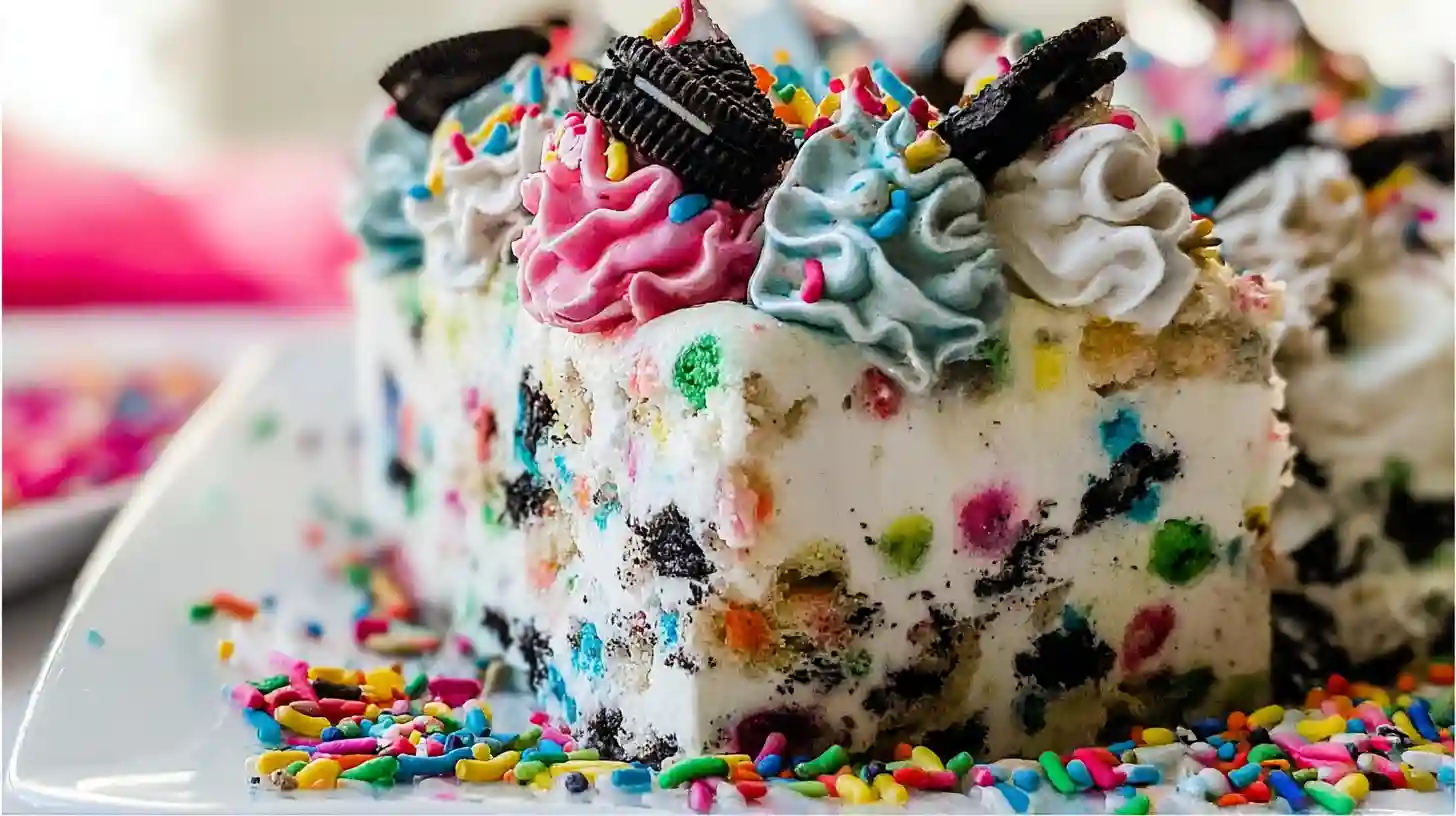 No-Bake Funfetti Oreo Icebox Cake That’s Easy & Colorful