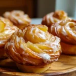 Peach Pie Cruffins recipe – easy peach pastry muffins, sweet brunch pastries for families, flaky homemade dessert