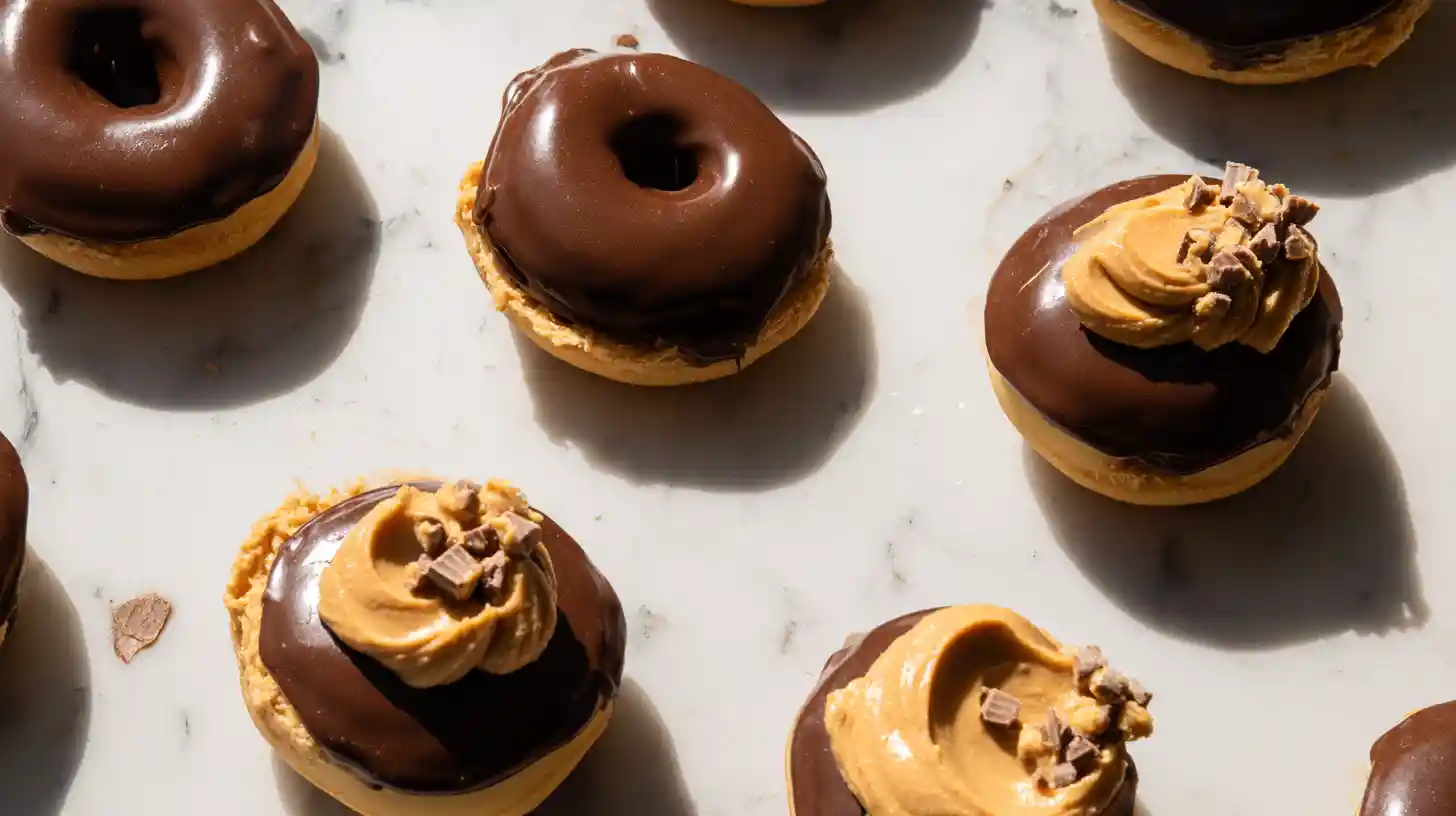 peanut-butter-cheesecake-donut-step3-fill Peanut Butter Cheesecake Donut Recipe Step 3 – Fill with Cheesecake Cream and Layer Donut Halves (high AdSense keywords: peanut butter cheesecake donut recipe, homemade cheesecake donuts)