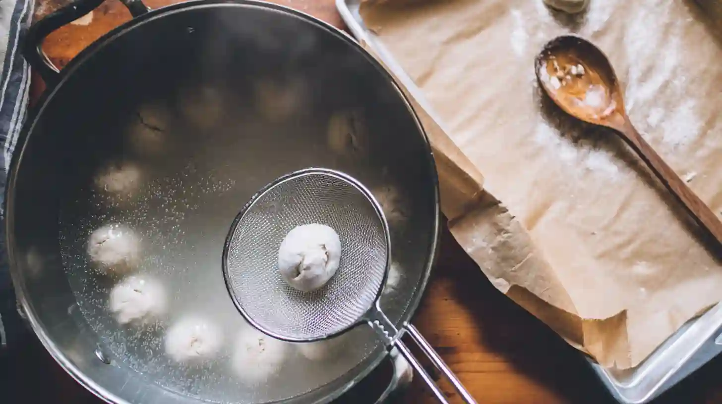 pretzel-boil-baking-soda-soft-mozzarella-recipe Boiling pretzel balls for mozzarella stuffed soft pretzels recipe easy – best homemade pretzel texture tip