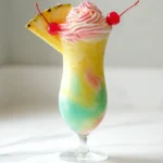 Rainbow Sherbet Piña Colada recipe – colorful family-friendly party drink with pineapple, coconut cream, and sherbet
