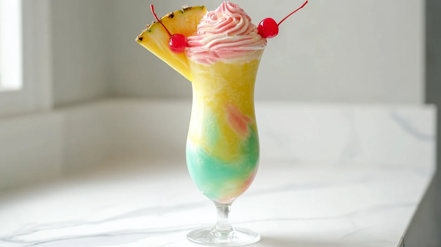 Rainbow Sherbet Piña Colada Creamy, Colorful & Easy Party Drink
